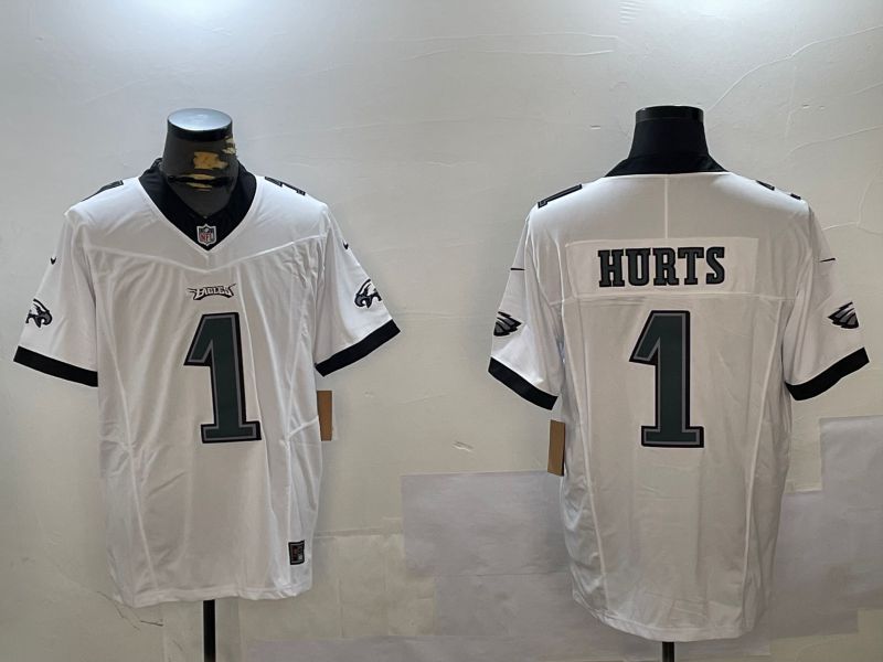 Men Philadelphia Eagles #1 Hurts White three generations 2024 Nike Limited NFL Jersey style 2->philadelphia eagles->NFL Jersey
